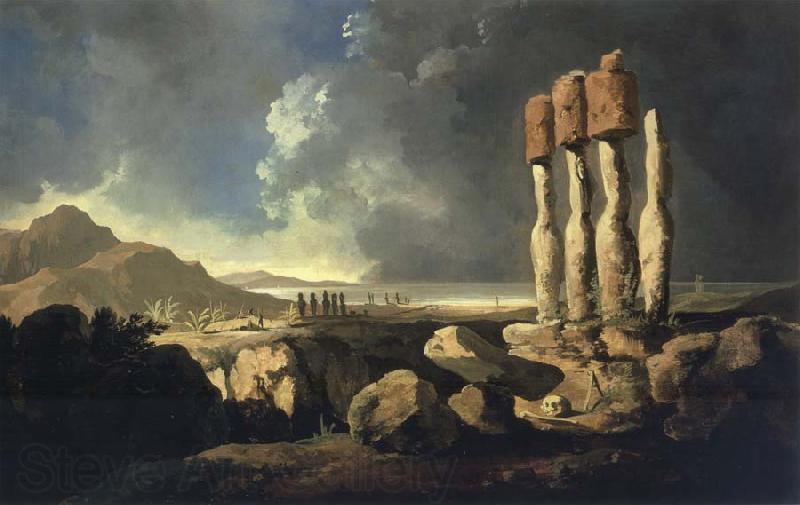 unknow artist A View of the Monumens of Easter Isaland Rapanui Norge oil painting art